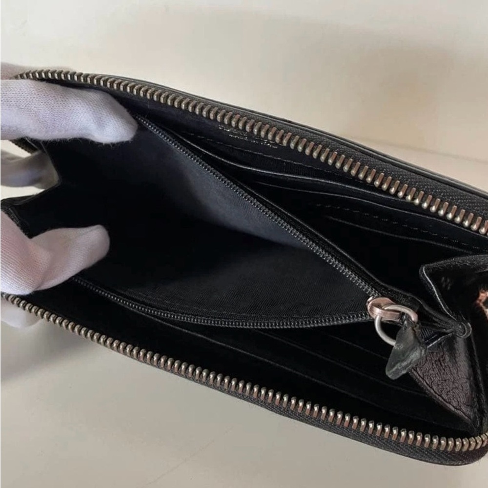 Jimmy Choo Black Leather Zip Wallet with Multicolor Star Studs - Picture 6 of 8